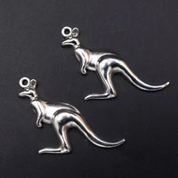 wkoud 10pcs silver color kangaroo charm alloy pendants vintage necklace bracelet diy metal jewelry handmade a1756