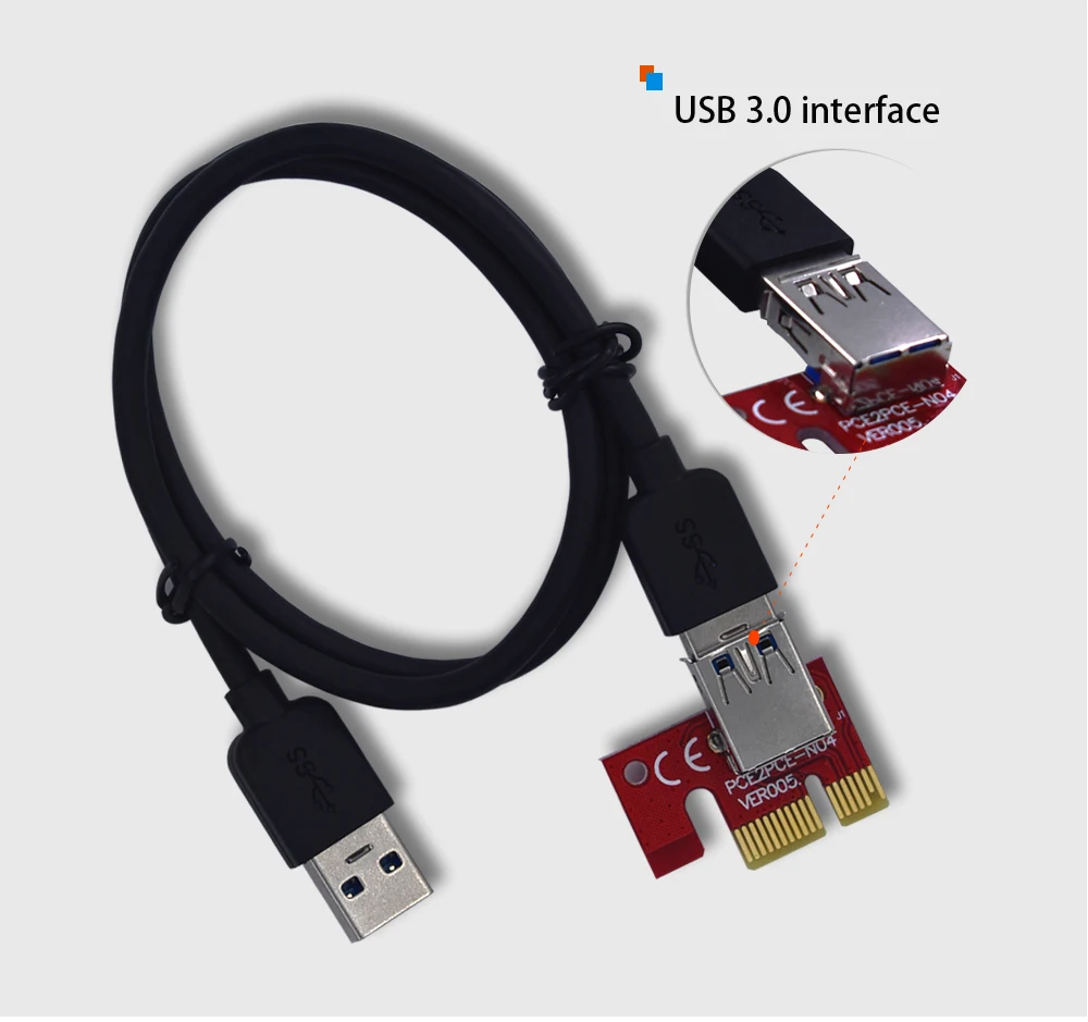 USB3.0 PCIE 16X 1X Видеокарта адаптер Riser card с USB удлинительным кабелем 60 см SATA 15pin вход питания для pc BTC Mining