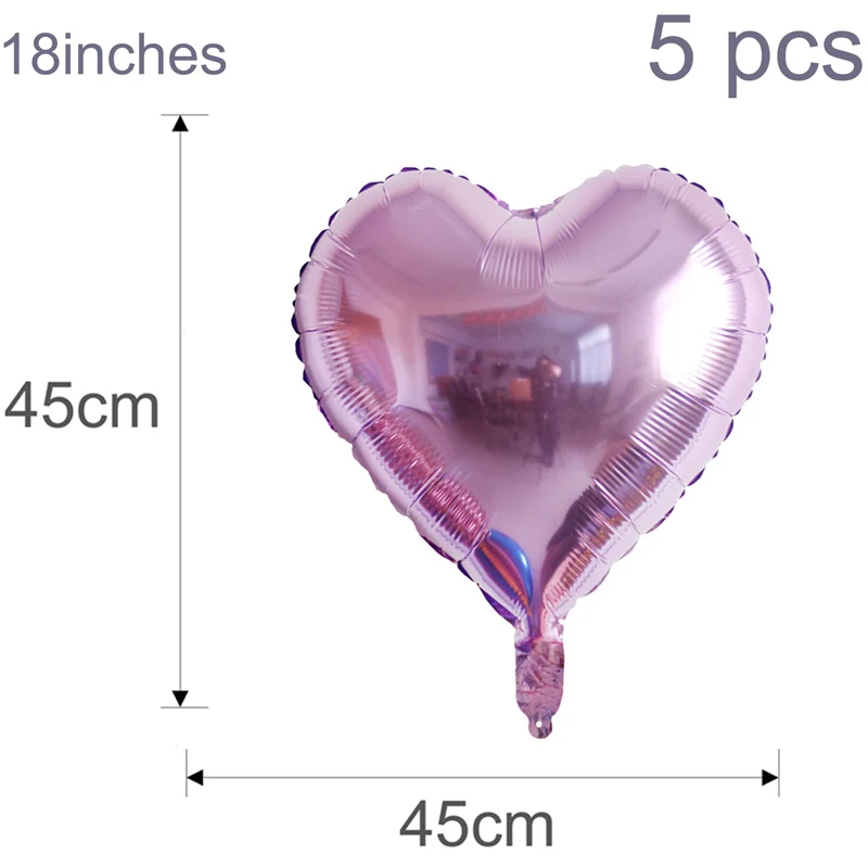 5pcs light purple Huiran, 5 шт. в партии, 18 дюймов с днем рождения воздушные шары "сделай сам" сердце шары звезда Globos День рождения Декор детей шарики для свадьбы Любовь следа - Цвет: 5pcs light purple