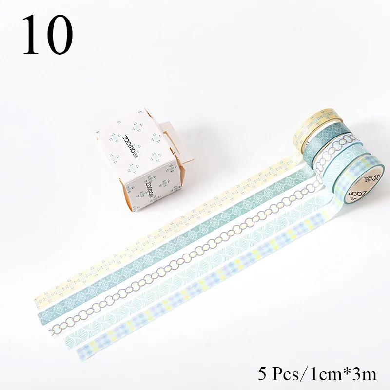10 5Pcs/Set Grid Washi Tape Kawaii Decorative Adhesive Tape Thin Striped Masking Tape For Stickers Scrapbooking DIY Stationery Tape - Цвет: 10