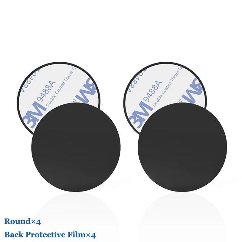 4Pcs Round Black Металлическая пластина-диск, железный лист для магнита, держатель для мобильного телефона, замена для магнитных автомобильных держателей для телефона - Цвет: 4Pcs Round Black