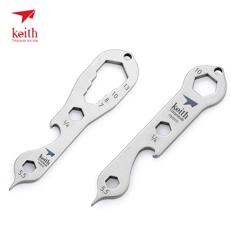 Keith Titanium Alloy Screwdriver Bottle Opener Outdoor Multifunctional Ultralight Spanner Pocket Tool Wrench Mini Size Key Chain | Спорт и