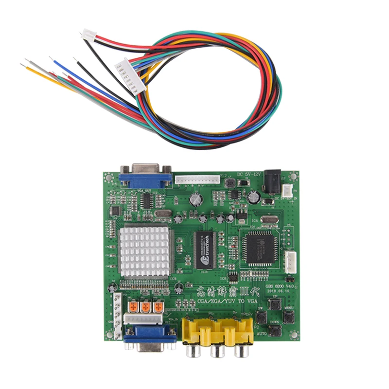 Плата видеопреобразователя HD9800/GBS8200 для аркадных игр RGB/CGA/EGA/YUV в VGA HD зеленая плата