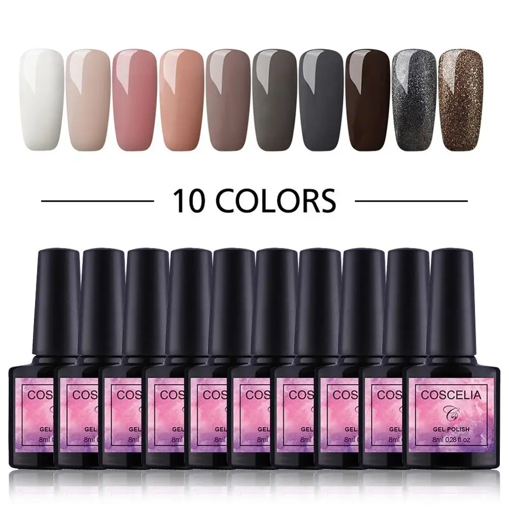 Gel Polish Kit 6 COSCELIA, 6/10 шт, 8 мл, Твердый Цветной Гель-лак для ногтей, долговечный Гель-лак, комплект гель-лака и наборы для ногтей - Color: Gel Polish Kit 6