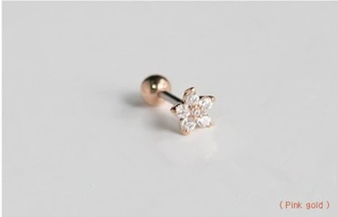 1 piece rose gold S925 серебро серьги модные цветы винт серьги-гвоздики ASOS с милыми ушками bones ногтей сладкий свежий девушка серебряные серьги украшения - Окраска металла: 1 piece rose gold
