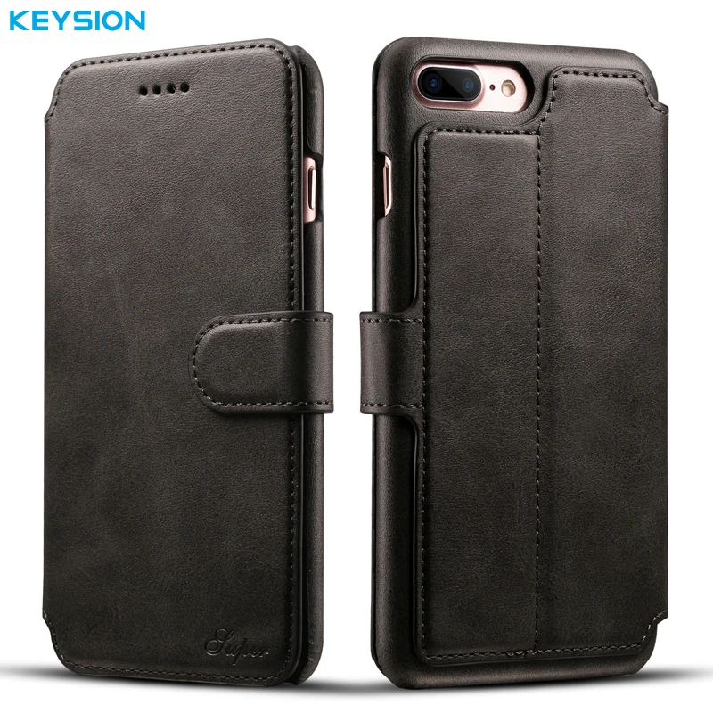 KEYSION Винтажный чехол для iPhone 8 Plus i7 7 P искусственная кожа кошелек слоты карт флип