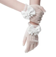 white wedding gloves flower girls lace bowknot net voile wedding gloves mesh style princess glove 3sz60072