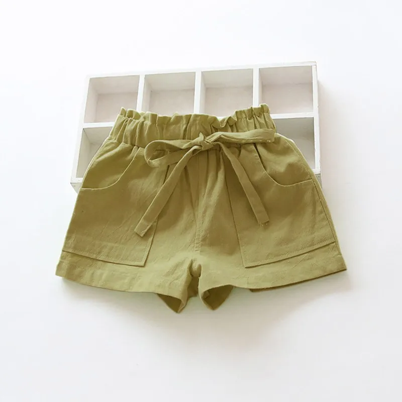 

Solid High Waist Linen Girls Shorts For Girls Clothes Shorts 2019 Hot Sale Baby Girl Summer Clothes Children Clothing 2-7Y