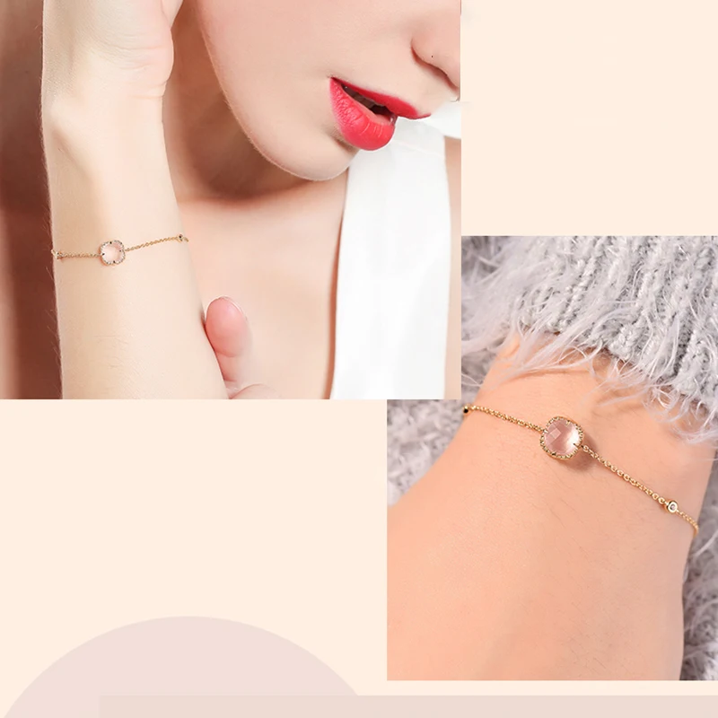 Natural Furong stone 18k Pure Gold Female Bracelets Fine Jewelry Gift Girl Thin Trendy Solid 750 Real Bangle Party Good Nice | Украшения и