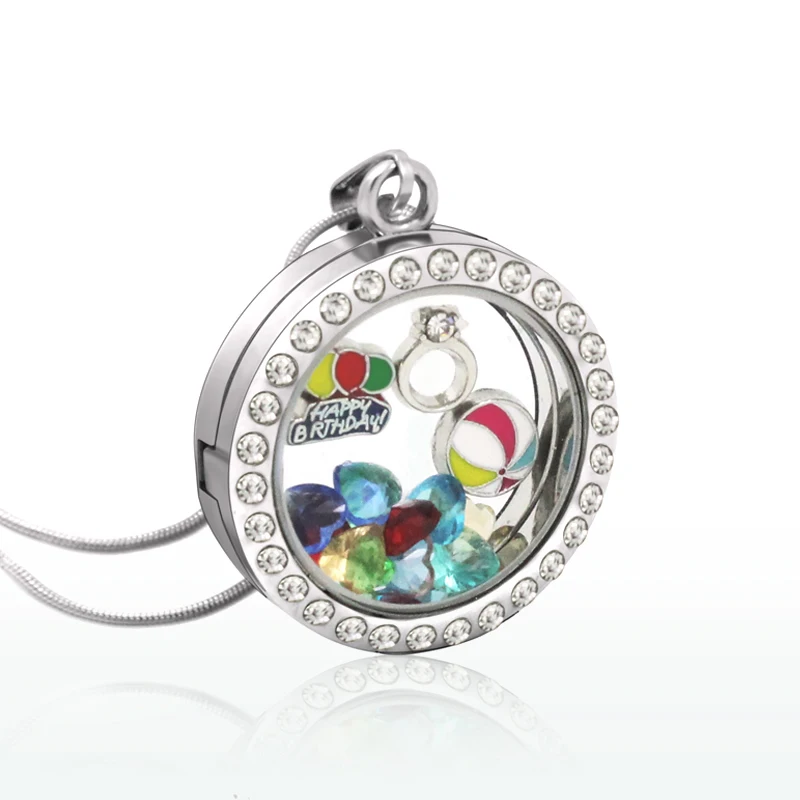 Diylocket Новинка 30 мм 4 цвета Круглый Магнитный стеклянный плавающий медальон pandent