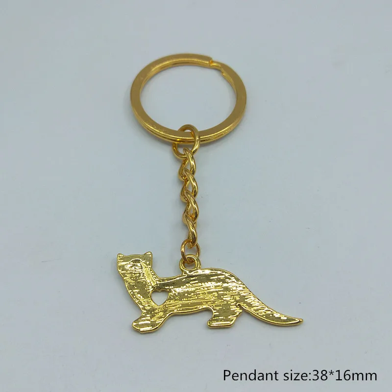 

Hot 4 colors Ferret Charm Weasel Pet keychain Ferret keychain Women Copper Animal Jewelry