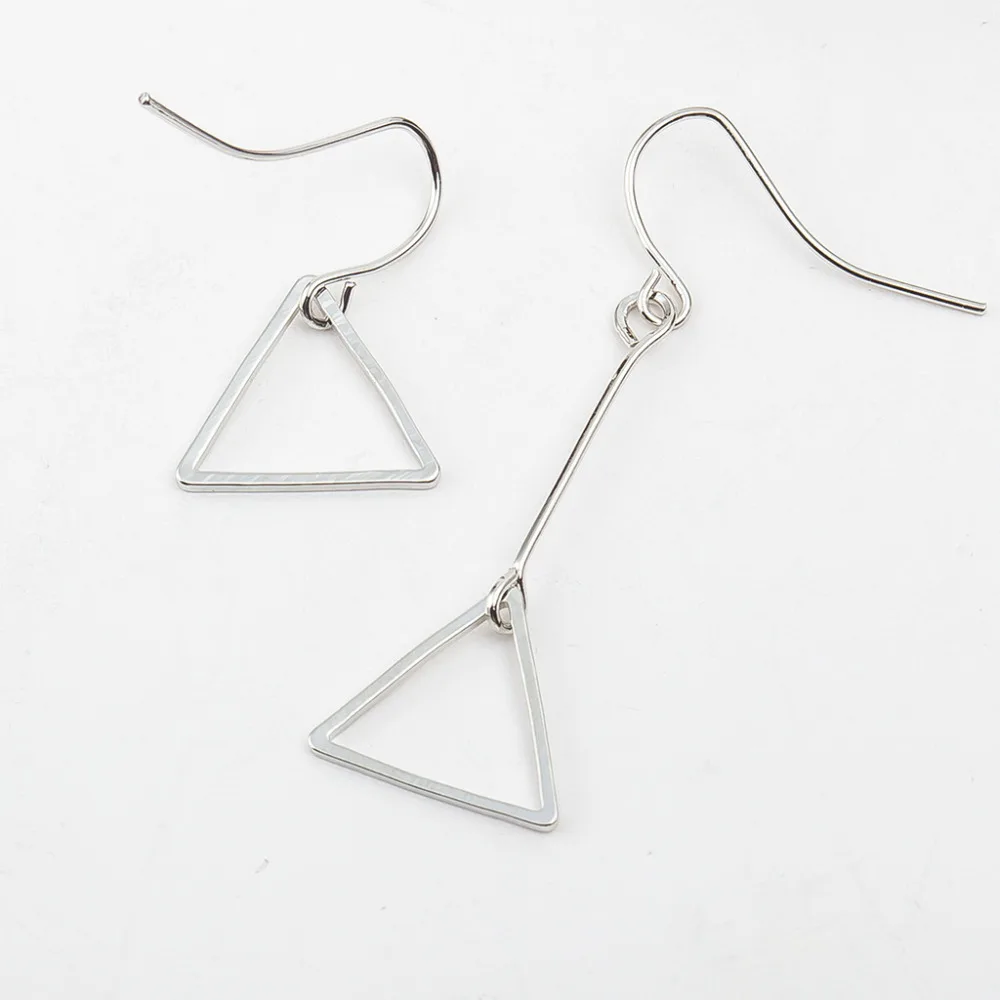 Асимметрия Висячие серьги для женщин круглые стекла треугольник себе золотистые