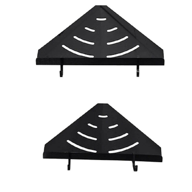 

Wall Mounted Matt Black 2 Tier Shower Caddy Bathroom Corner Shelf Rack Shower Storage Triple-Cornered CNIM Hot