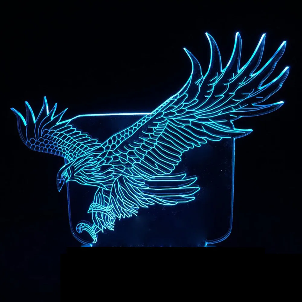 

Новый креативный 3d светильник Eagle, Цветной Новый креативный подарок, светодиодный ночник, беспроводной Usb светодиодный 3d светильник, детска...