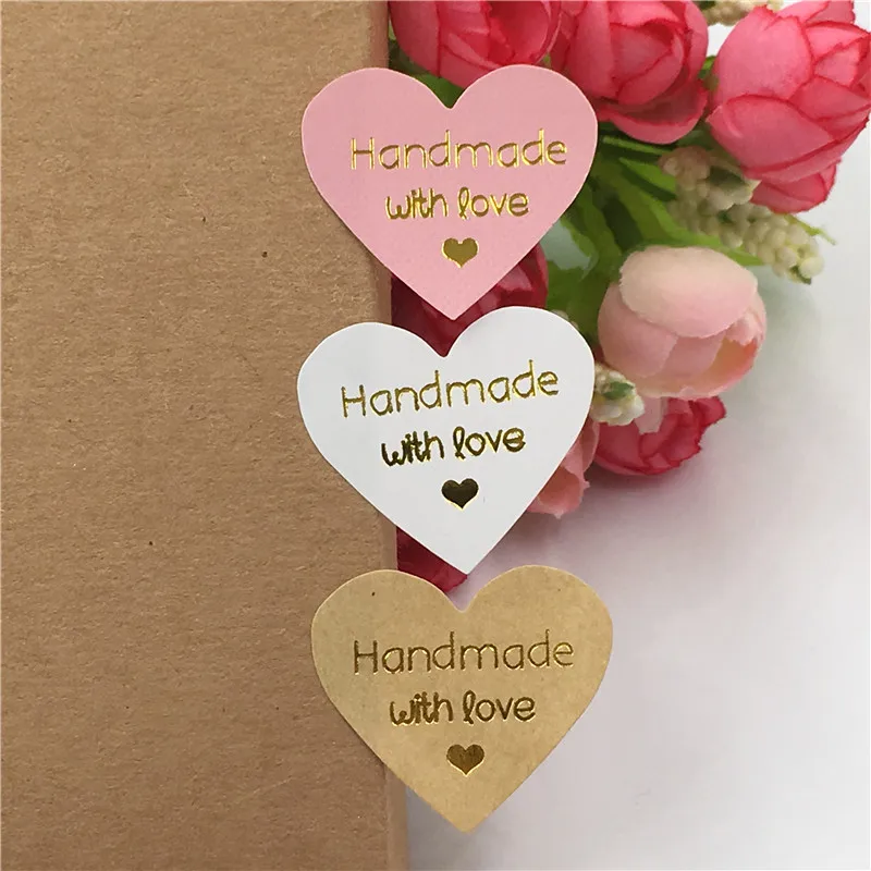100 шт./лот бумажная наклейка ручной работы с любовью Золотой буквой печатный