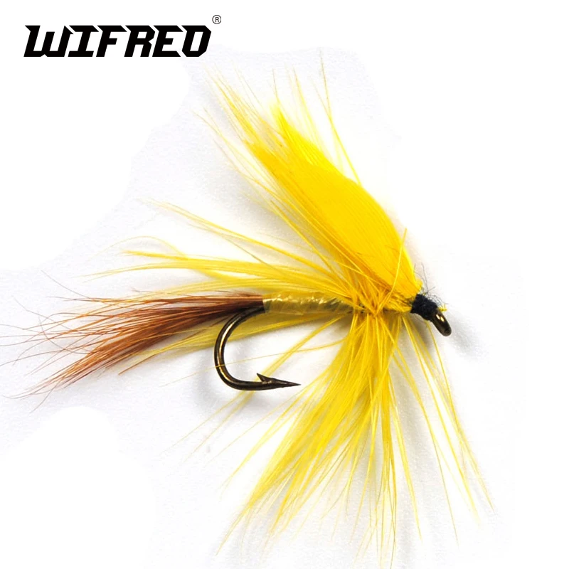 Wifreo 6 шт. желтый веер крыло Дрейк Mayfly сухой поток мухи для форели влажные рыбалки
