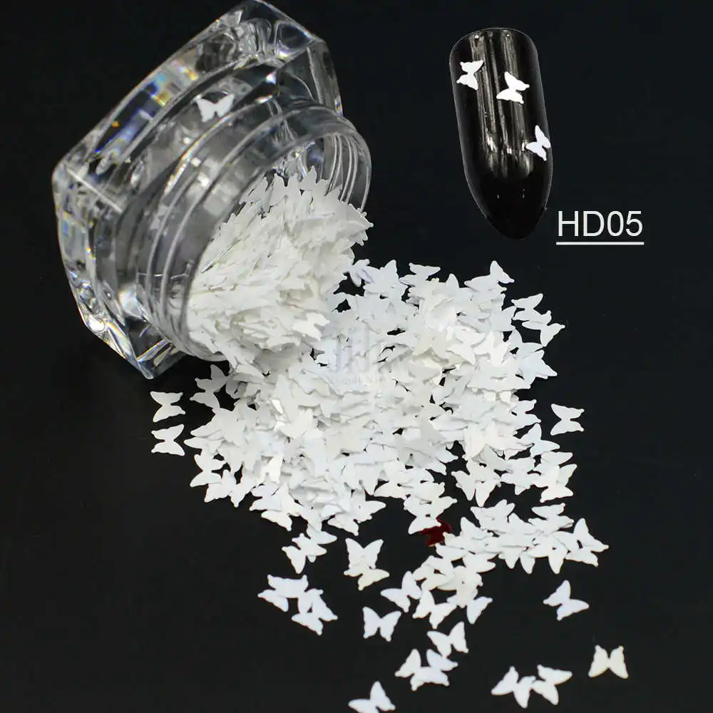 1 г Бабочка лазерный блеск тонкий мини Бант Форма блестки 3D DIY ногтей художественные Блестки Блестящие украшения Советы блестка JIHD01-05 - Цвет: HD05