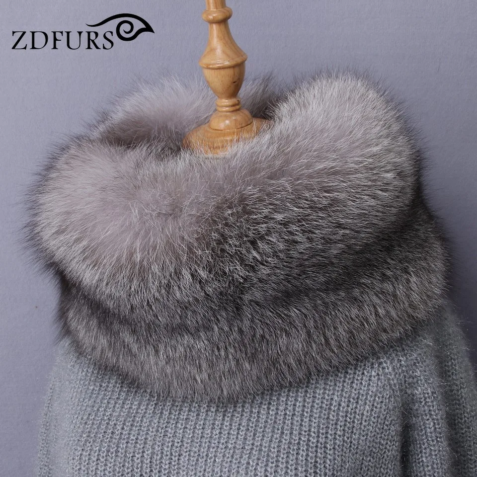 ZDFURS * Новые оригинальные цельные шарфы из лисьего меха супер теплые кольца