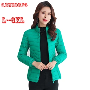 Женская хлопковая куртка Parker, однотонная приталенная короткая парка большого размера 6XL с длинными рукавами, на зиму, 2019