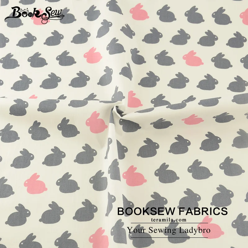 Booksew 100% хлопок саржевая ткань милые кролики узор домашний текстиль швейная Tecido