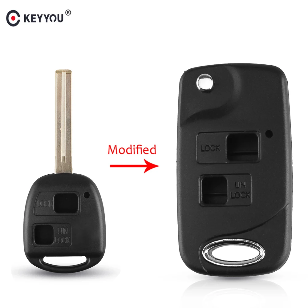 

KEYYOU 2 Button Flip Remote Car Key Shell Fob Case For Toyota Land Cruiser For Lexus GX470 RX350 ES300 RX300 RX400h TOY48 Blade