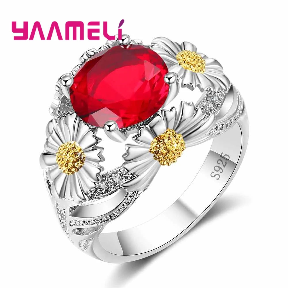 Роскошное женское модное кольцо 925 пробы Серебряное красочное CZ Хрустальное ювелирное изделие аксессуар для свадебных свадеб/помолвки