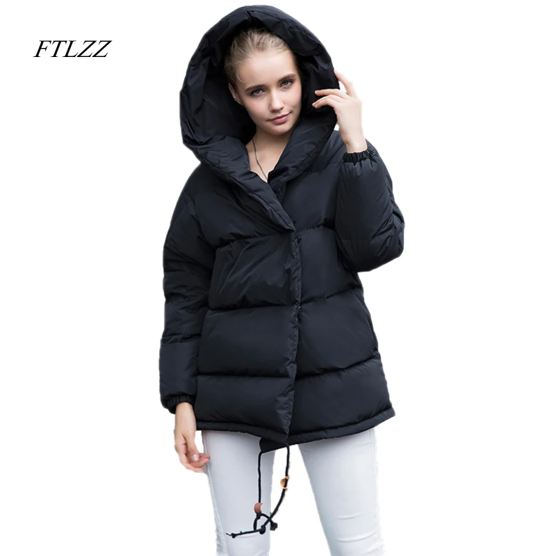 FTLZZ новые зимние парки для женщин свободного кроя 90% утиный пух пальто средней