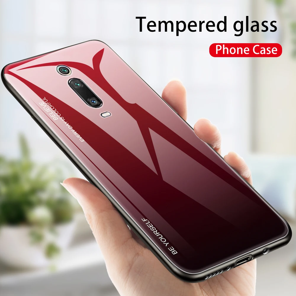 KISSCASE Case For Xiaomi Mi 9T Redmi K20 Silicone Frame Cover Xiomi Pro Gradient Tempered Glass Phone Cases |