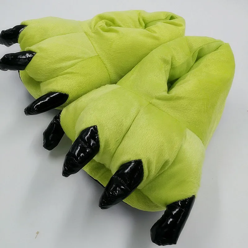 Плюшевые слиперы в виде лапы животного с когтями Домашние тапочки Теплые