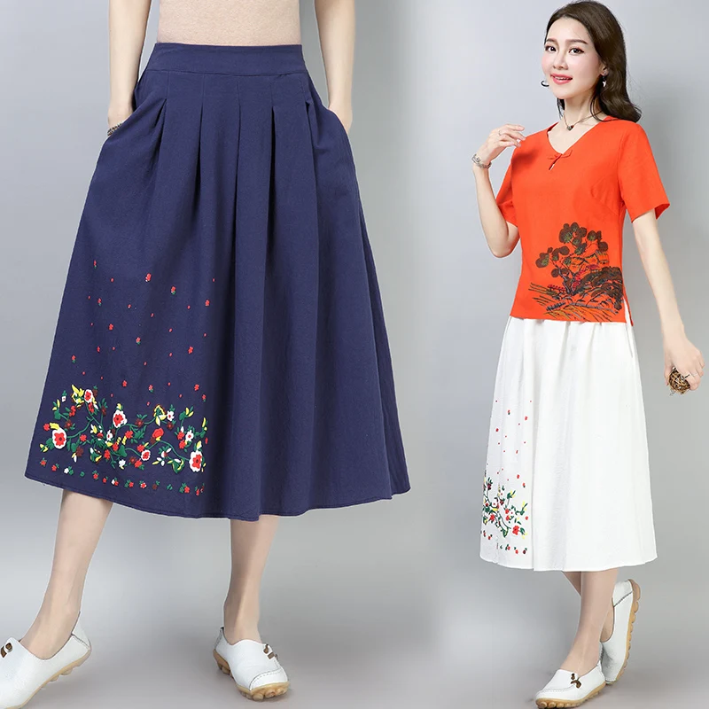 Женская винтажная длинная юбка с высокой талией и цветочным принтом 2018 | одежда