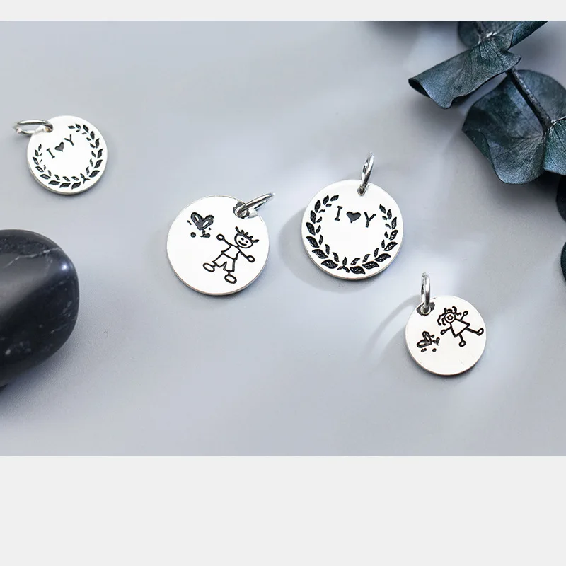 

UQBing 925 Sterling Silver Vintage Boys & Girls Round Charms Beads For DIY Charm Bracelet Necklaces Jewelry Making