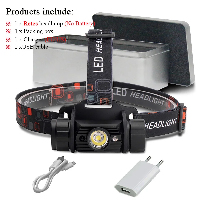 head lamp H-BOX ИК-Сенсорная головная лампа, Перезаряжаемый usb налобный фонарь, 1 режим, Индукционная фара, для кемпинга, водонепроницаемый Головной фонарь, налобный фонарь, 18650 - Испускаемый цвет: head lamp H-BOX