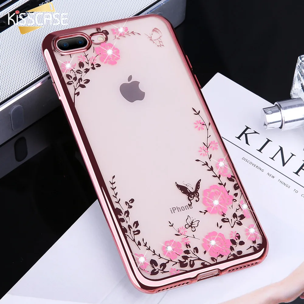 KISSCASE Flower Patterned Case For iPhone XS Max XR X litter Bling Girly Phone Cases 5S SE 7 6 6s 8 Plus Bumper |