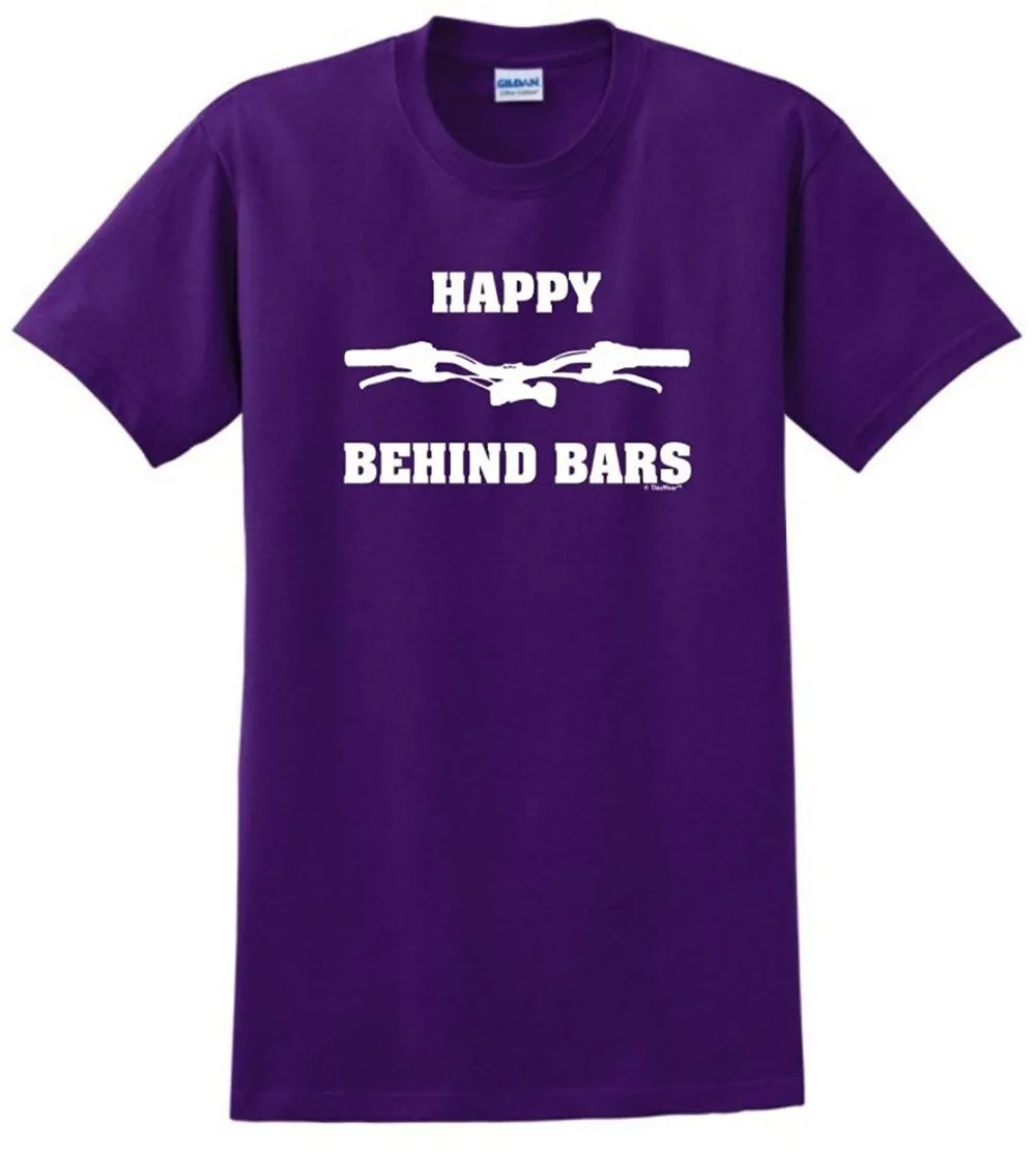 2018 одежда для фитнеса забавная Футболка Happy Behind Bars футболка Байкерская футболки с