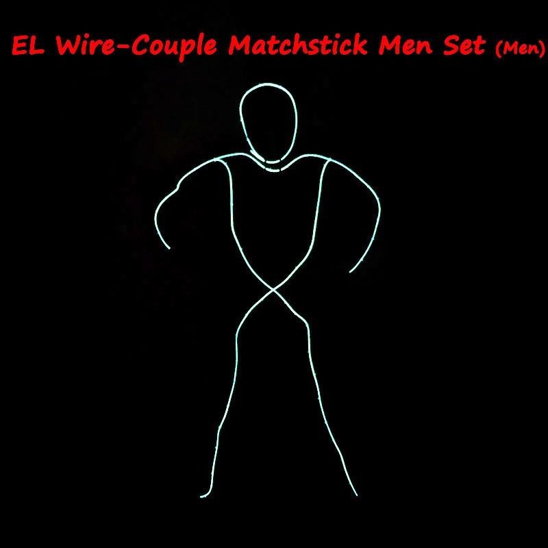 Couple Matchstick 1 10 цветов выбор DIY Стиль спички красота светодиодный танцевальный костюм EL wire праздничное освещение одежда для вечерние украшения - Испускаемый цвет: Couple Matchstick 1