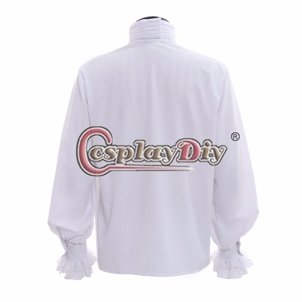 Cosplaydiy Готическая Рубашка Вампира Ренессанса галстук Средневековая мужская белая черная рубашка Карибы пират колония рубашка галстук реквизит L0516