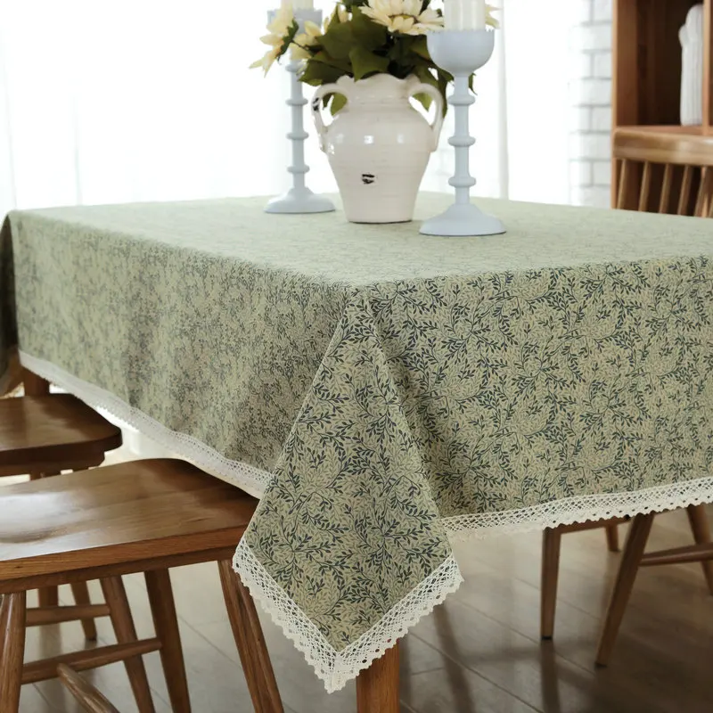 Ретро зеленый белый скатерти Home Decor скатерть Modern простой шипы с цветочным принтом