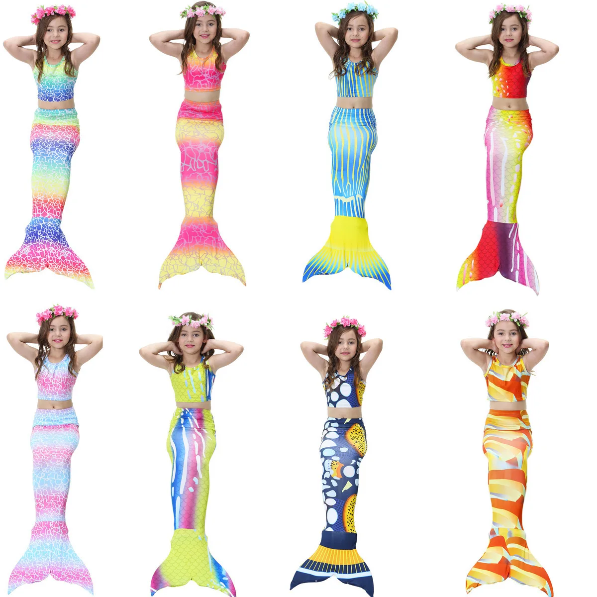 3 шт./компл. детский купальник с хвостом Русалочки купальники для девочек