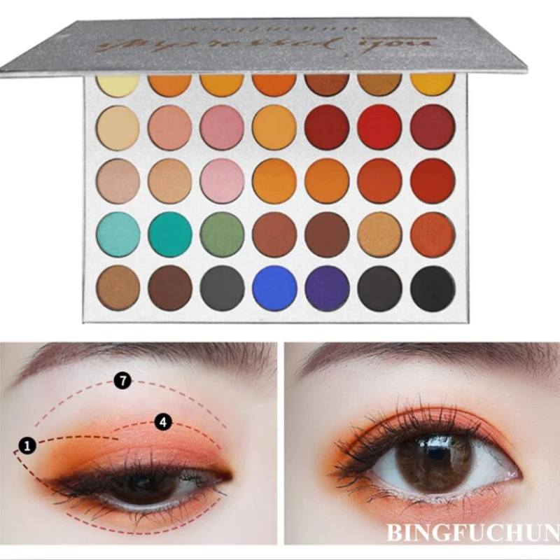 Профессиональные матовые тени для век 35 цветов блестящие макияж Палитра бальзам