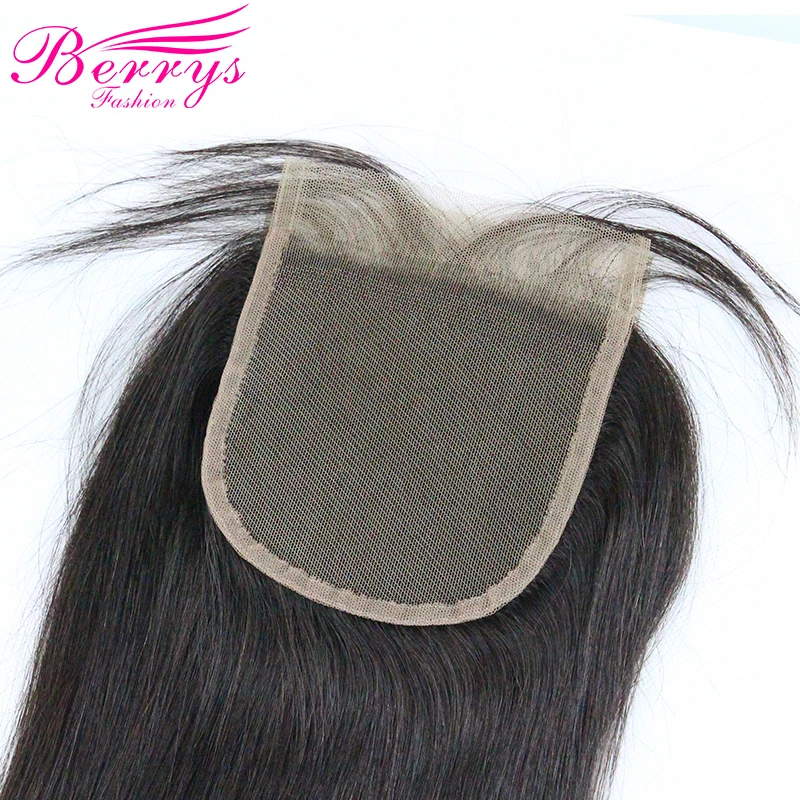 [Berrys Fashion] Кружева Закрытие прямые бразильские волосы 4*4 девственные человеческие волосы свободная часть средняя часть кружева закрытие с детскими волосами