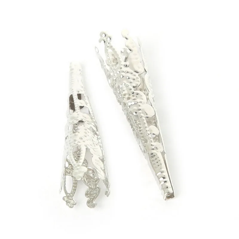 50 шт./лот Rhodium/Gold филигранные колпачки из бисера металлические конусные Подвески