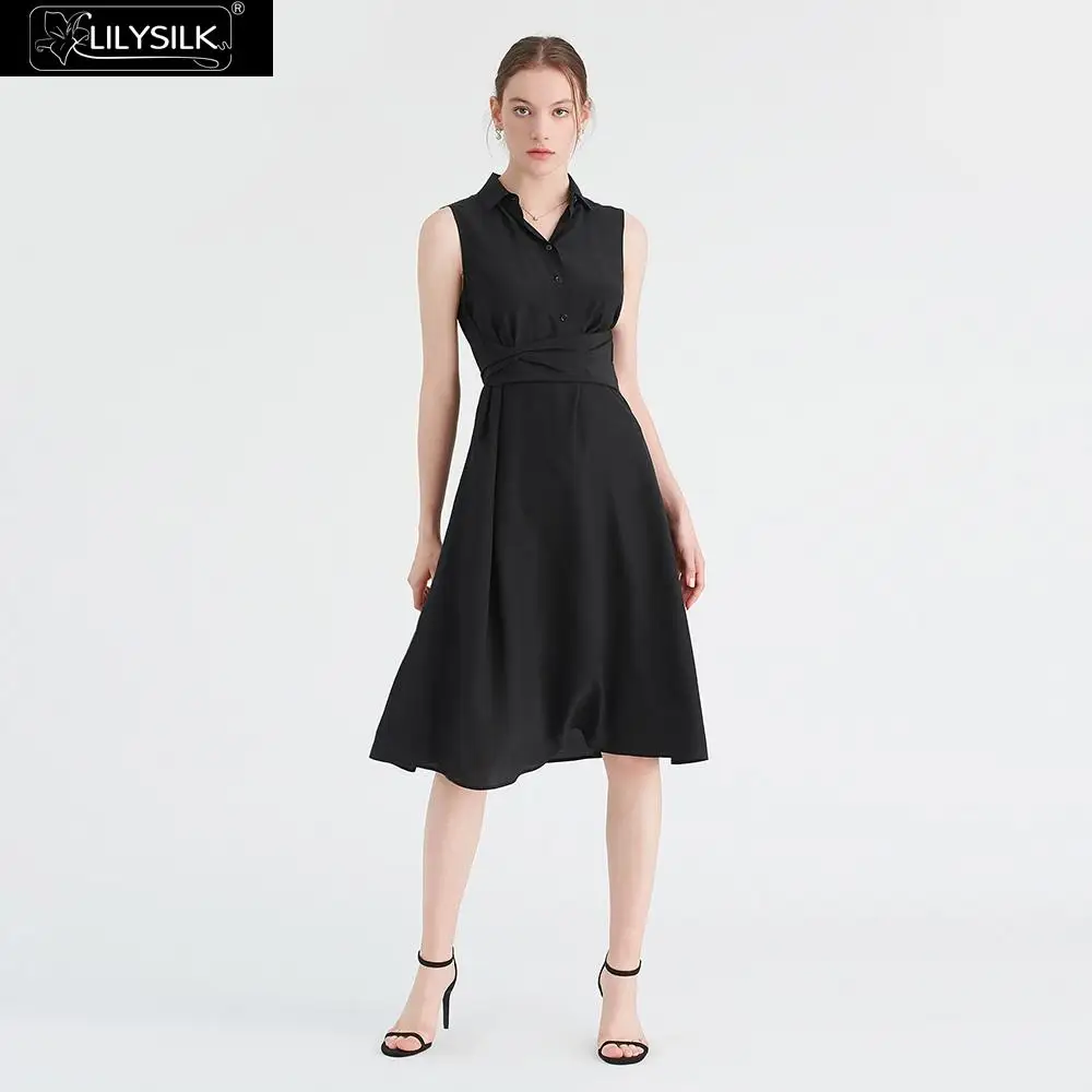 Black LilySilk платье рубашка шелковое тело лестно дамы - Цвет: Black