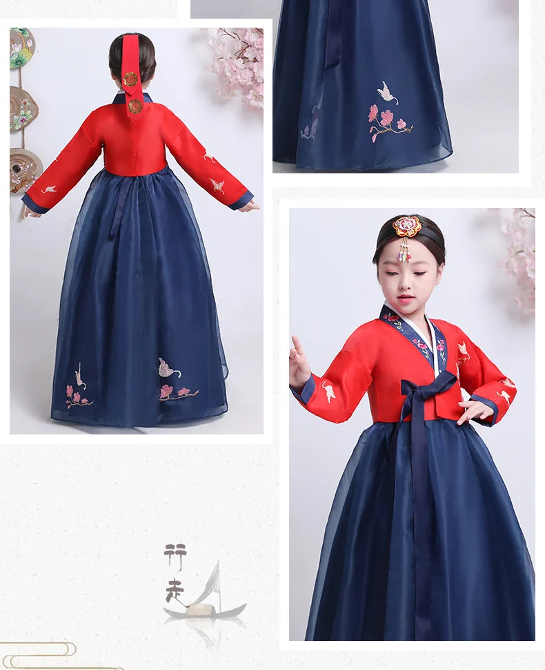 Детская одежда с вышивкой Korea Hanbok традиционное платье; подходит для свадьбы в Корейском стиле «ханбок» для Для женщин Винтаж Южно-корейский танец меньшинств Костюмы