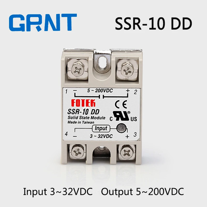 SSR-10DD Однофазное твердотельное реле постоянного тока в SSR вход 3 ~ 32 В выход 5 200 |