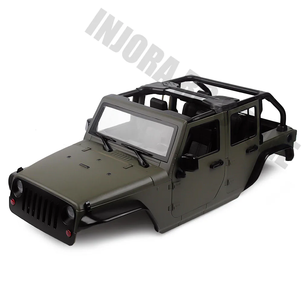 Unassembled Olive INJORA комплект в разобранном виде 313 мм Колесная база, откидной открытый корпус автомобиля для 1/10 RC Гусеничный осевой SCX10 90046 Jeep Wrangler - Цвет: Unassembled Olive