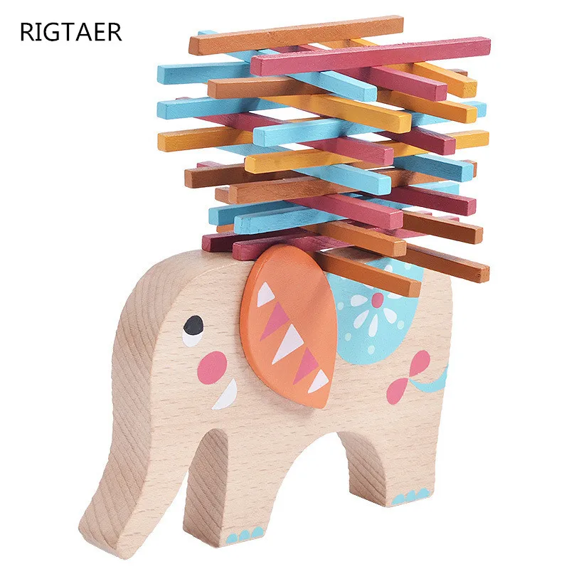 baby Wooden toys Sticks Balance Wood Children Puzzle Games Parents Toy Elephants Stacked Music puzzle kids | Игрушки и хобби