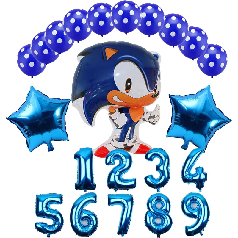 14 шт./лот Sega Соник Ежик супер герой двухсторонний Фольга шар мальчик девочка день
