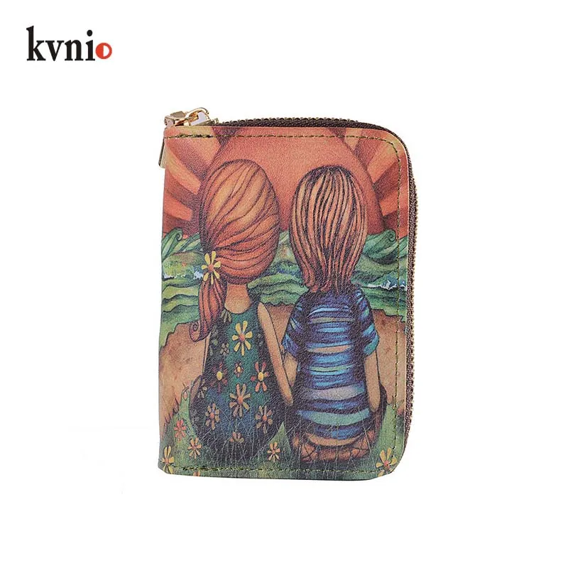 KVNIO Мини милый мультфильм печатных мульти-карты женский бумажник практическая Карточка Чехол для женщин 9 Слот 2 портмоне
