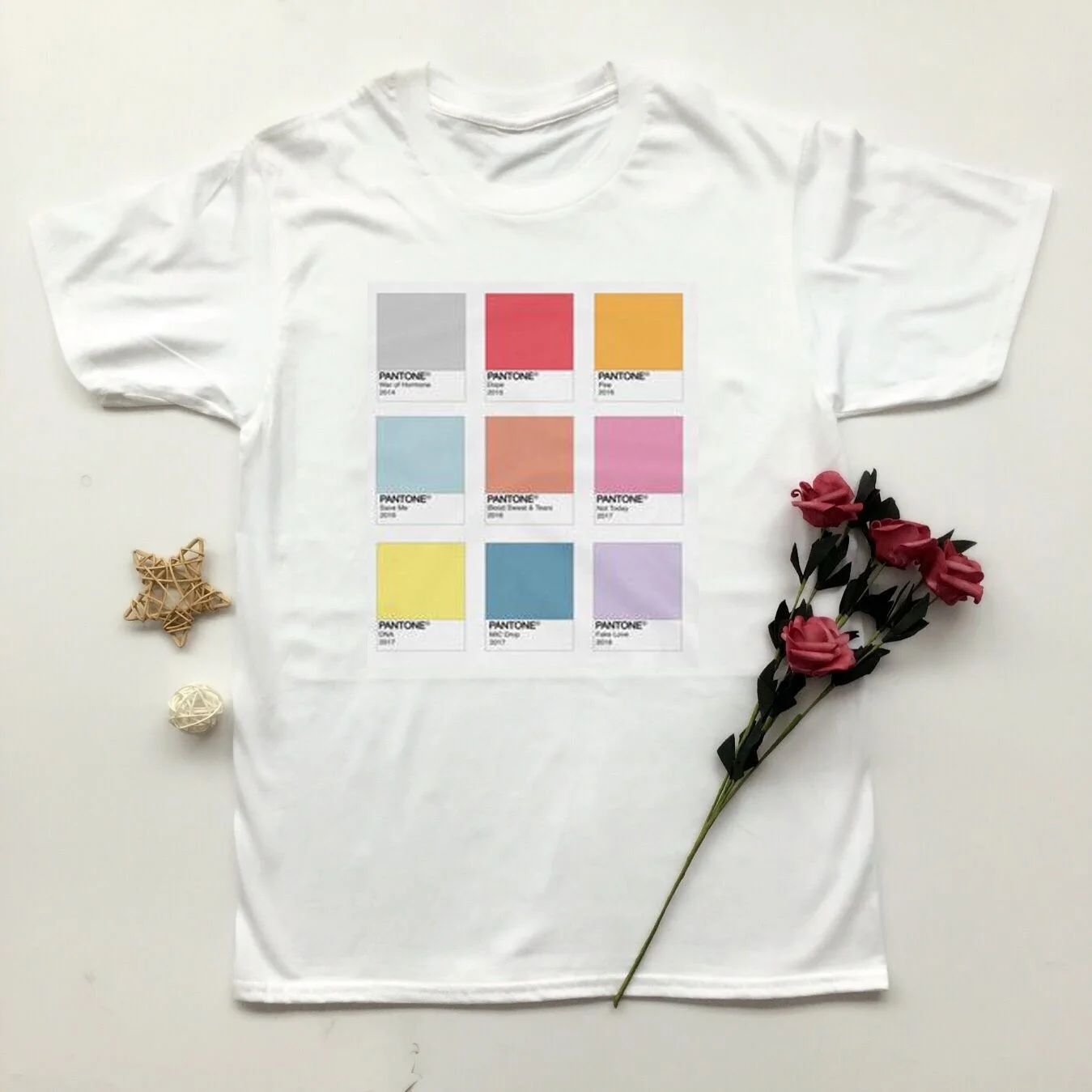 Kuakuayu HJN модная футболка с белым пламенем унисекс женская рубашка Pantone Футболка K-Pop