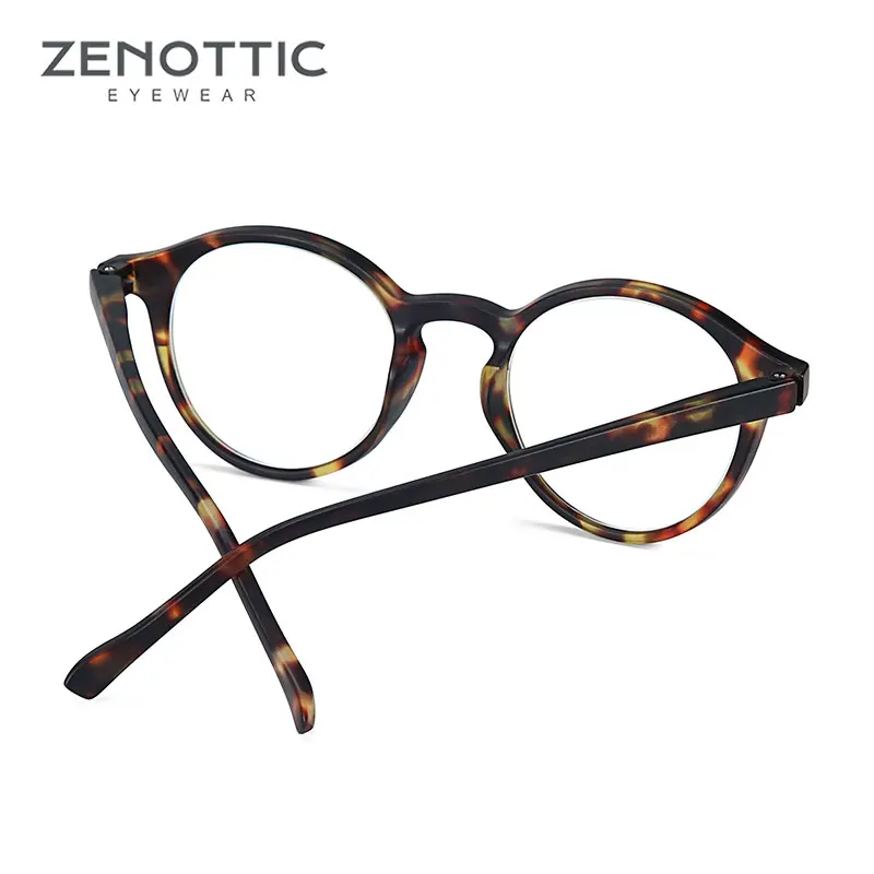 Очки для чтения с круглой оправой ZENOTTIC для мужчин и женщин, прозрачные линзы, очки для глаз, дальнозоркость, анти-синий светильник, очки для чтения